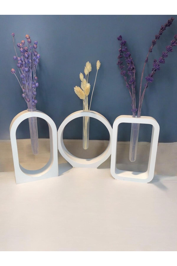 Çiçeklik 3'lü Set Beyaz