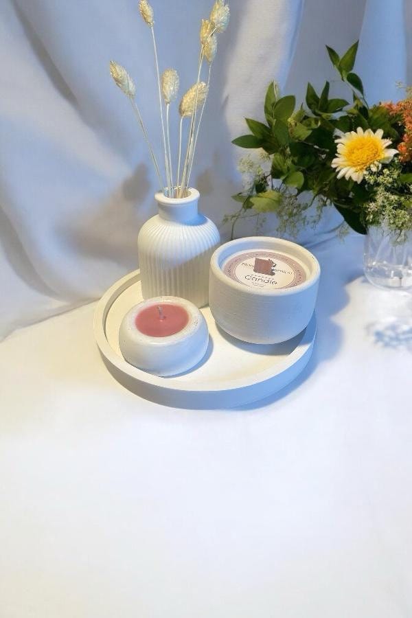 4'lü Kokulu Mum Seti Beyaz Model 1