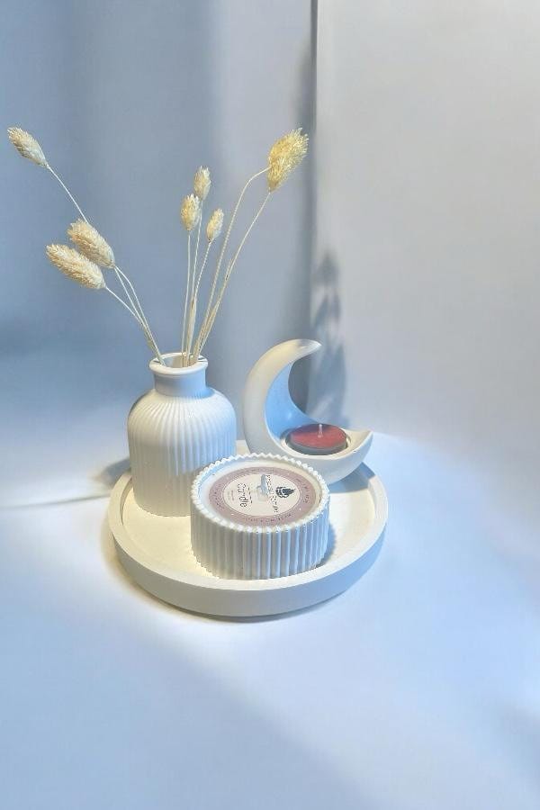 4'lü Kokulu Mum Seti Beyaz Model 2