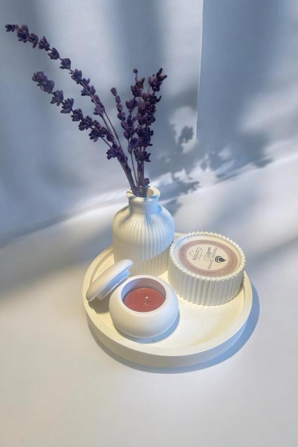 4'lü Kokulu Mum Seti Beyaz Model 5